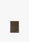 Tom Ford Tf Croc-embossed Leather Bi-fold Wallet In Brown