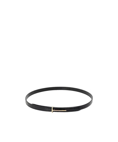 Tom Ford Tf Embossed Leather Belt In Black