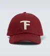 Tom Ford Tf Embroidered Leather-trimmed Baseball Cap In Red