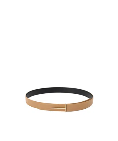 Tom Ford Tf Grained Leather Belt In Brown