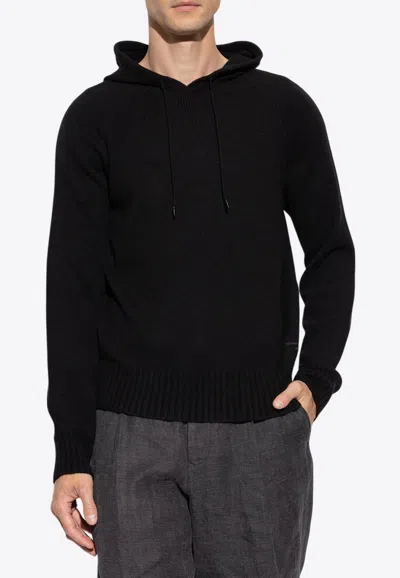 TOM FORD TF LOGO CASHMERE HOODED SWEATER