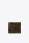 Tom Ford Tf Logo Croc-embossed Leather Bi-fold Wallet