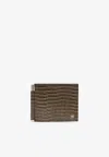 Tom Ford Tf Logo Croc-embossed Leather Wallet With Money Clip In Green