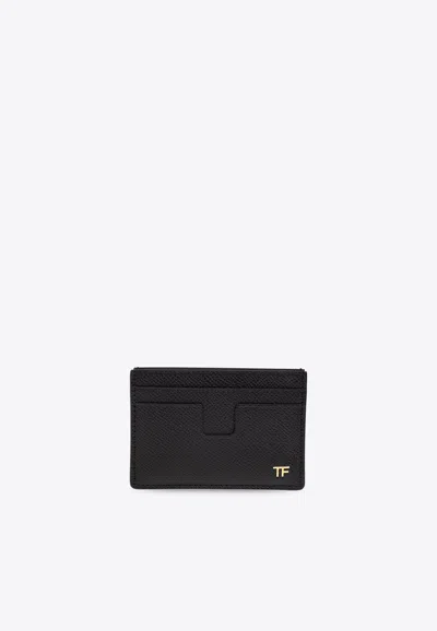 Tom Ford Tf Logo Leather Cardholder In Black