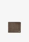 Tom Ford Tf Logo Lizard-effect Leather Wallet In Brown