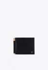 Tom Ford Folded Card Holder Textured Finish In Black