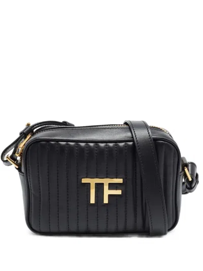 Pre-owned Tom Ford Tf Logo Quilted Crossbody Bag In Black