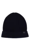 Tom Ford Tf Patch Ribbed Beanie In Blue