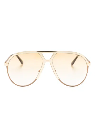 Tom Ford Xavier Pilot-frame Sunglasses In Gold