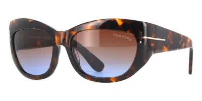 Pre-owned Tom Ford Tf1065 Brianna Sunglasses 52f Havana 55mm Ft1065 In Brown