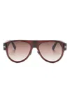 Tom Ford Logo-plaque Pilot-frame Sunglasses In Black