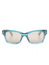 Tom Ford Rectangle-frame Translucent Sunglasses In Blue