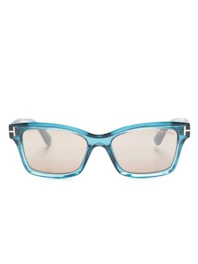 Tom Ford Rectangle-frame Translucent Sunglasses In Blue