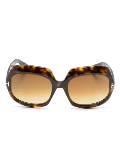 Tom Ford Tf1155 Rectangle-frame Sunglasses In Brown