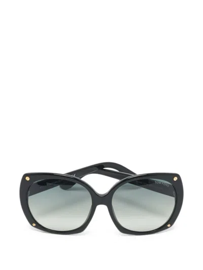Pre-owned Tom Ford Tf362 Gabriella Oversized Sunglasses In Black