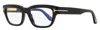 Tom Ford Tf6045-b Blue Block Rectangular Eyeglasses In Black