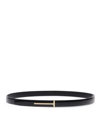 Tom Ford Thin Brushed Leather Belt In Green