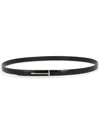 Tom Ford Slim T Leather Belt In Black