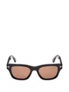 Tom Ford T-hinge Rectangle-frame Sunglasses In Brown