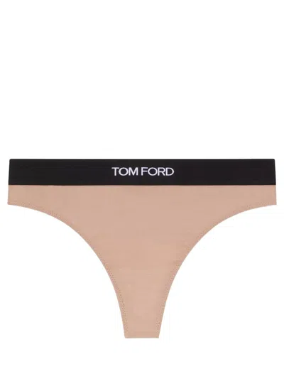 Tom Ford Thong With Logo In Animal Print