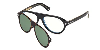 Tom Ford Ti5017-b With Clip-on Men's Glasses, Black, Size 55