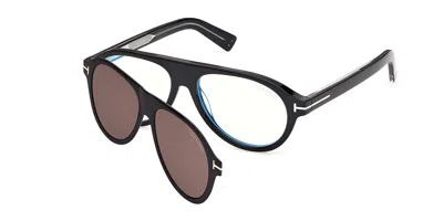 Tom Ford Ti5017-b With Clip-on Men's Glasses, Black, Size 55