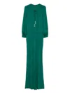Tom Ford Long-sleeve Gathered Viscose Crepe Cady Jumpsuit In Green