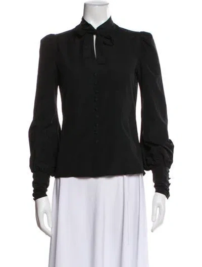 Pre-owned Tom Ford Tie Neck Long Sleeve Blouse In Black