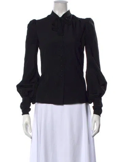 Pre-owned Tom Ford Tie Neck Long Sleeve Blouse In Black