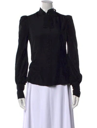 Pre-owned Tom Ford Tie Neck Long Sleeve Blouse In Black
