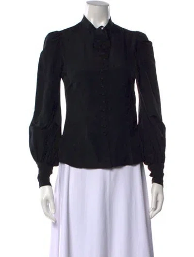 Pre-owned Tom Ford Tie Neck Long Sleeve Blouse In Black