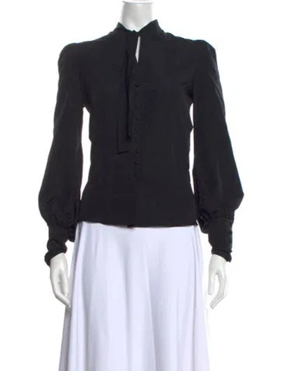 Pre-owned Tom Ford Tie Neck Long Sleeve Blouse In Black