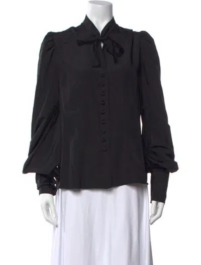Pre-owned Tom Ford Tie Neck Long Sleeve Blouse In Black