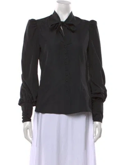 Pre-owned Tom Ford Tie Neck Long Sleeve Blouse W/ Tags In Black