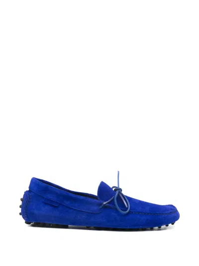Tom Ford Tie Suede Loafers In Blue