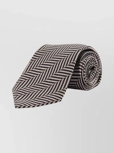 Tom Ford Tie With Herringbone Motif And Silk Loop