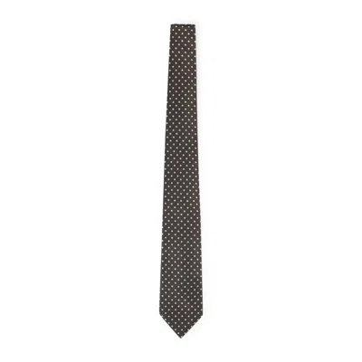 Tom Ford Pointed Polka Dot Tie In Brown