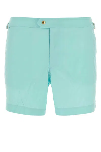 Tom Ford Tiffany Polyester Swimming Shorts In Porcelainblue