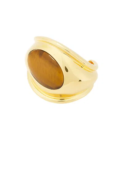 Tom Ford Tiger Eye Cuff Bracelet In Vintage Gold & Brown