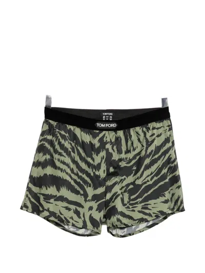 Tom Ford Tiger-print Boxer In Blue
