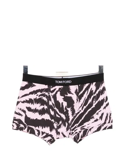 Tom Ford Tiger-print Boxer Briefs In Black