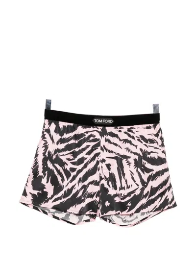 Tom Ford Tiger-print Logo-patch Boxers In Pink