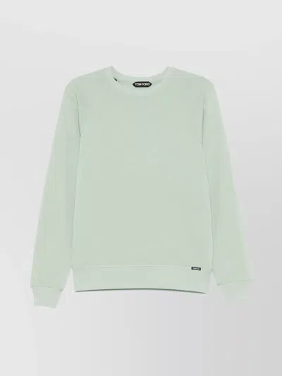 Tom Ford Timeless Crewneck Sweater With Ribbed Details In Green