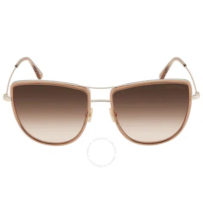 Tom Ford Tina Gradient Brown Cat Eye Ladies Sunglasses Ft0759 28f 59 In Brown / Rose