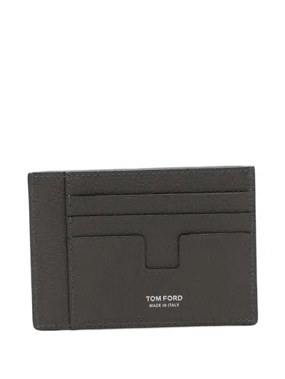 Tom Ford T-line Grained Leather Cardholder In Pink
