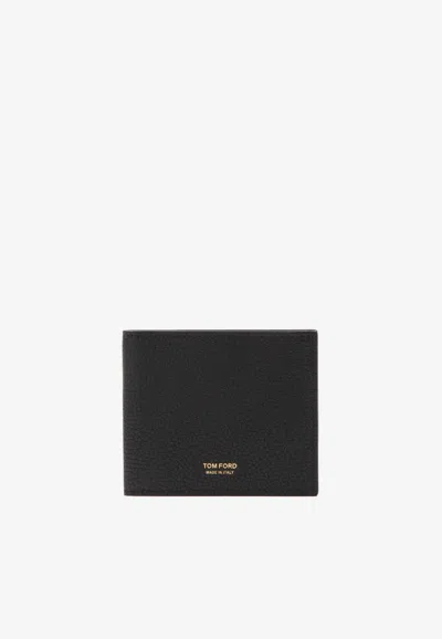 Tom Ford T-line Leather Bi-fold Wallet In Black