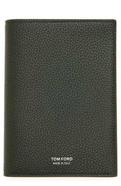 Tom Ford T-line Leather Passport Holder In Green