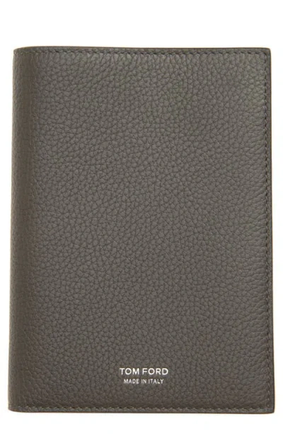 Tom Ford T-line Leather Passport Holder In Gray