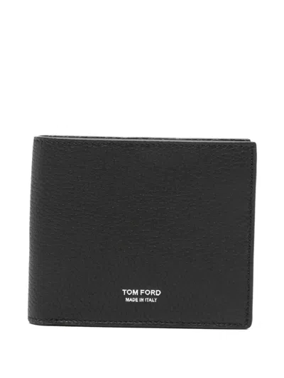 Tom Ford T-line Leather Wallet In Black