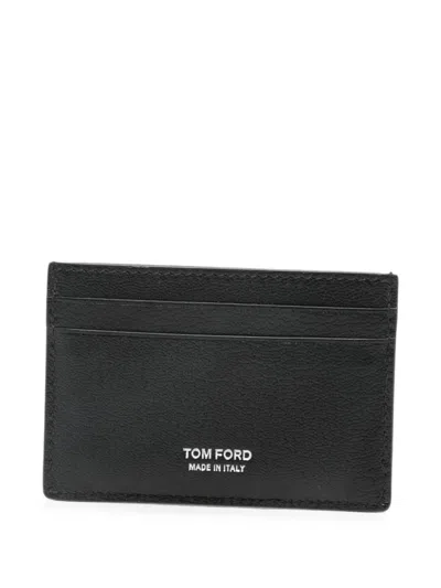 Tom Ford T-line Logo-print Cardholder In Black